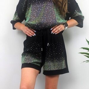 New Cotton Shorts, Drawstring Shorts, Rhinestone Shorts, Embellished Shorts